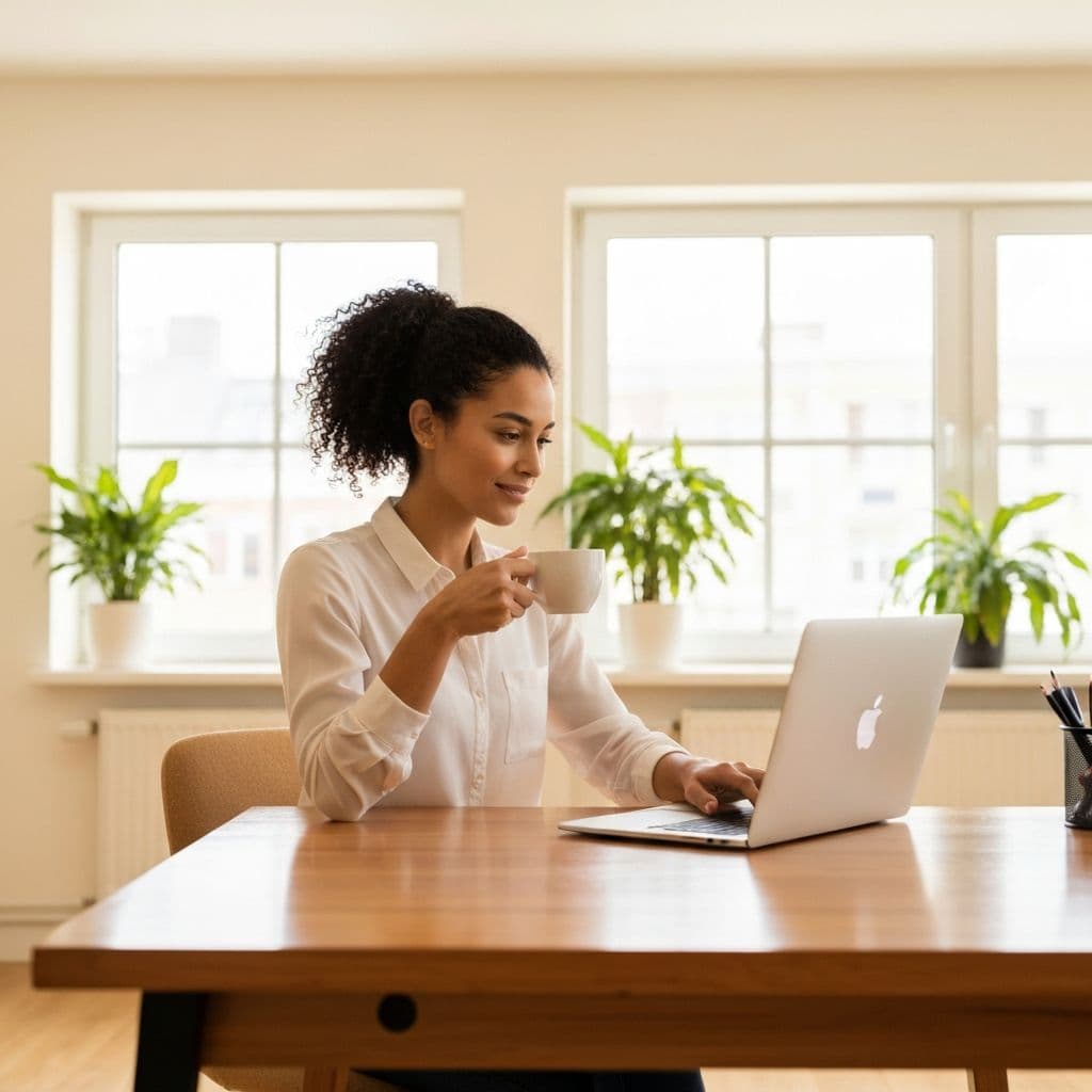 Modern workspace with AI tools